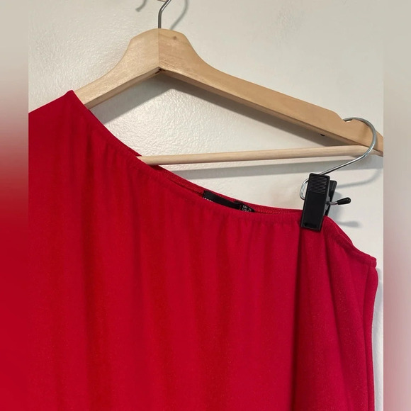 Pretty Little Thing Red One Shoulder Long Sleeve Jumpsuit - Size  14 - Picture 12 of 14